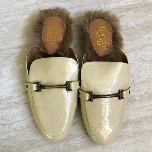 Franco Sarto Faux Fur Flat Mules